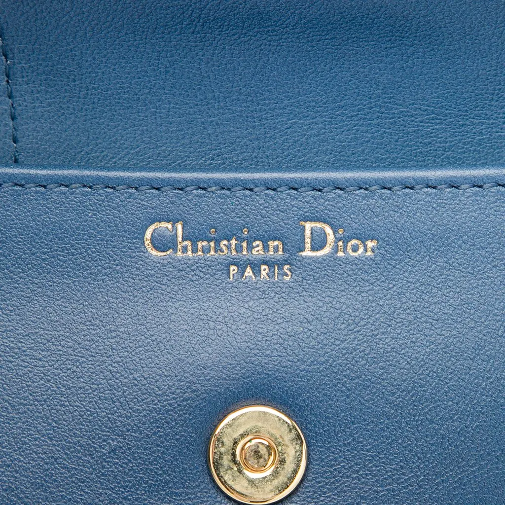 Dior Medium Calfskin DiorDouble Chain Bag Blue Leather Very good - Box View