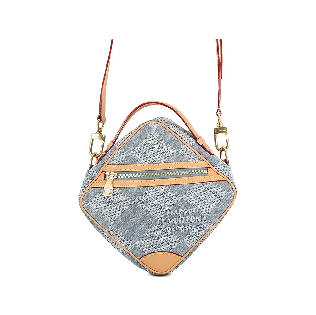 Louis Vuitton Damier Denim 3D Chess Messenger Blue Cotton Very good - Front View