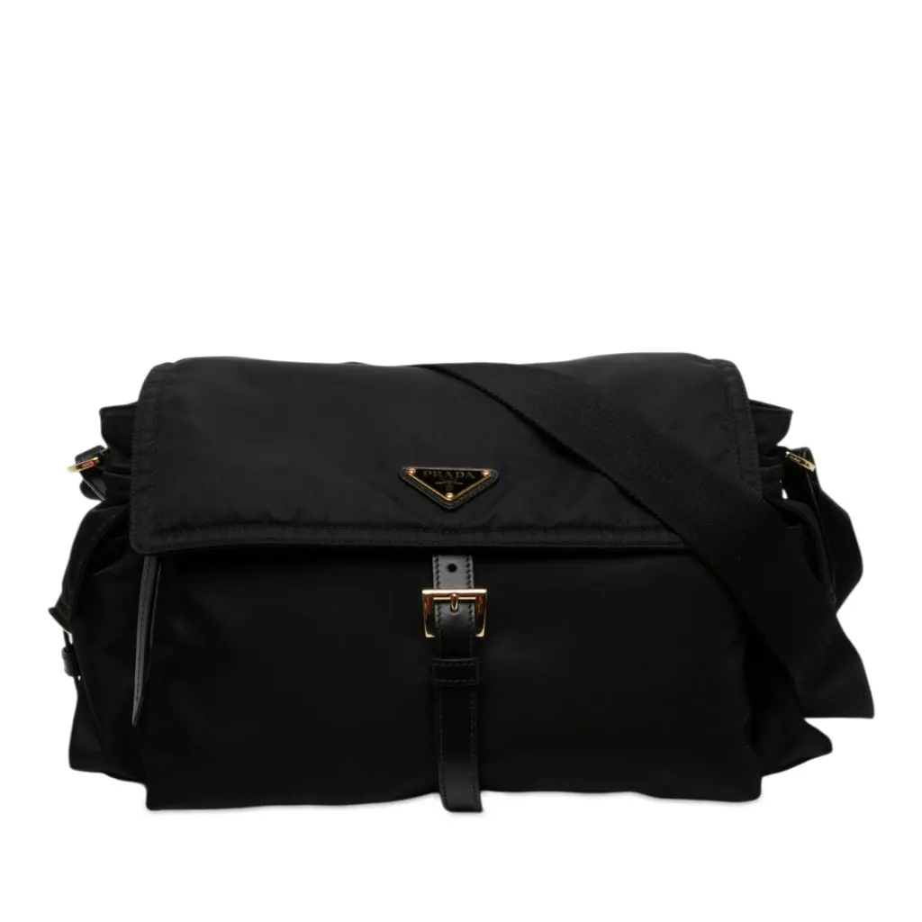 Prada Large Re Nylon Explore Messenger Bag Black Polyamide Very good - Front View