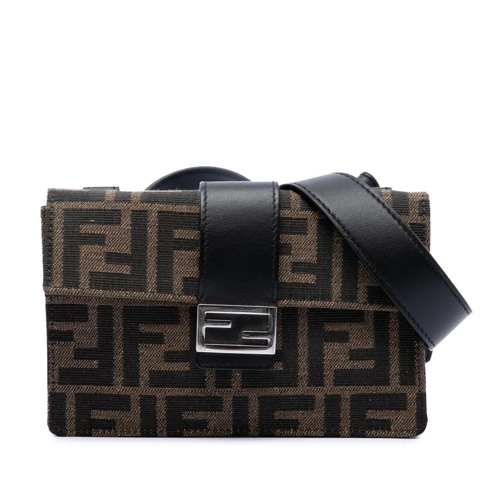 Fendi Zucca Canvas Convertible Baguette Pouch Brown Very good - Front View