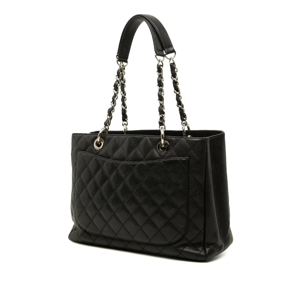 Chanel Caviar Grand Shopping Tote Black Leather Very good - Back View