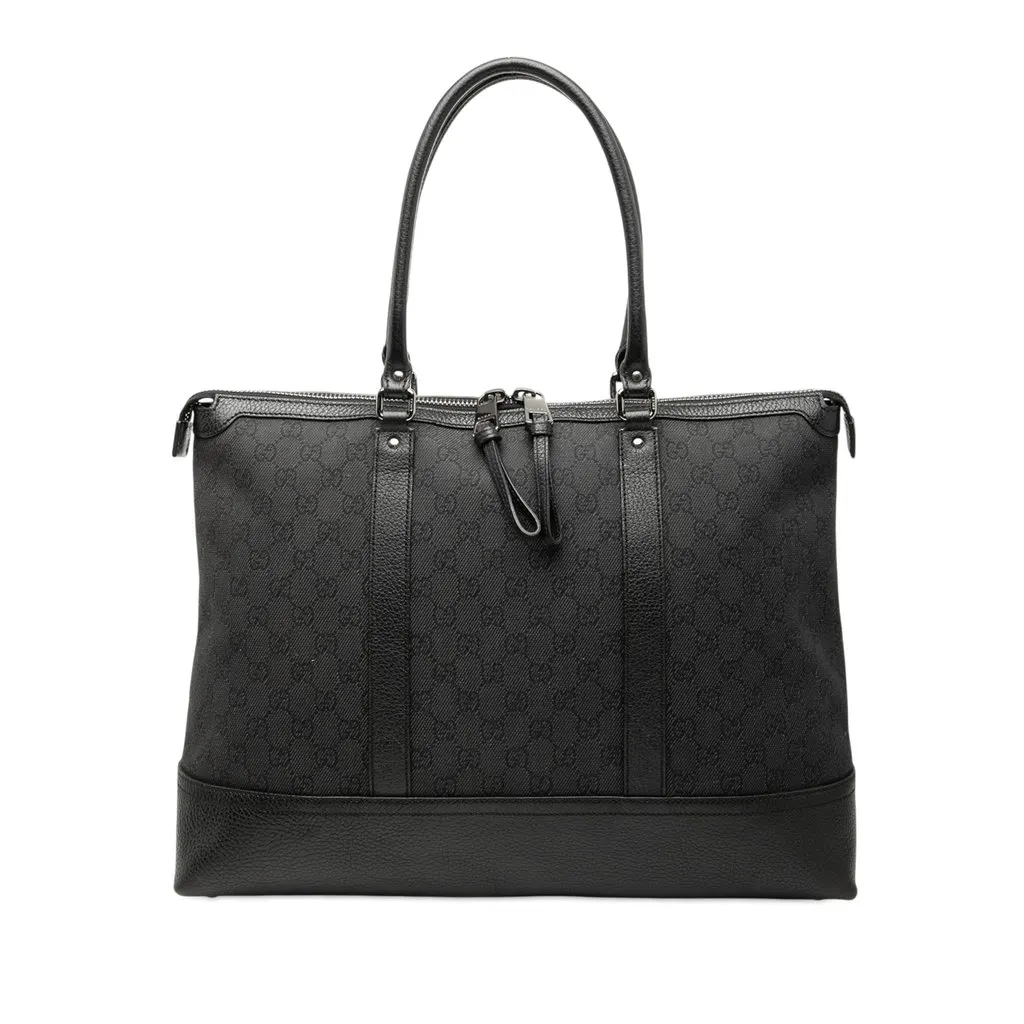 Gucci GG Denim Tote Black Denim Good - Front View