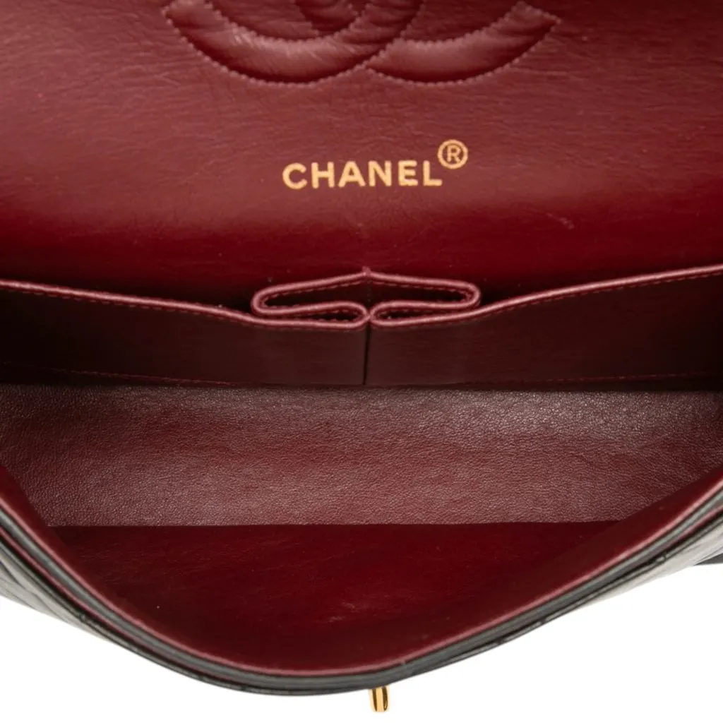 Chanel Medium Classic Lambskin Double Flap Black Leather Very good - Model View