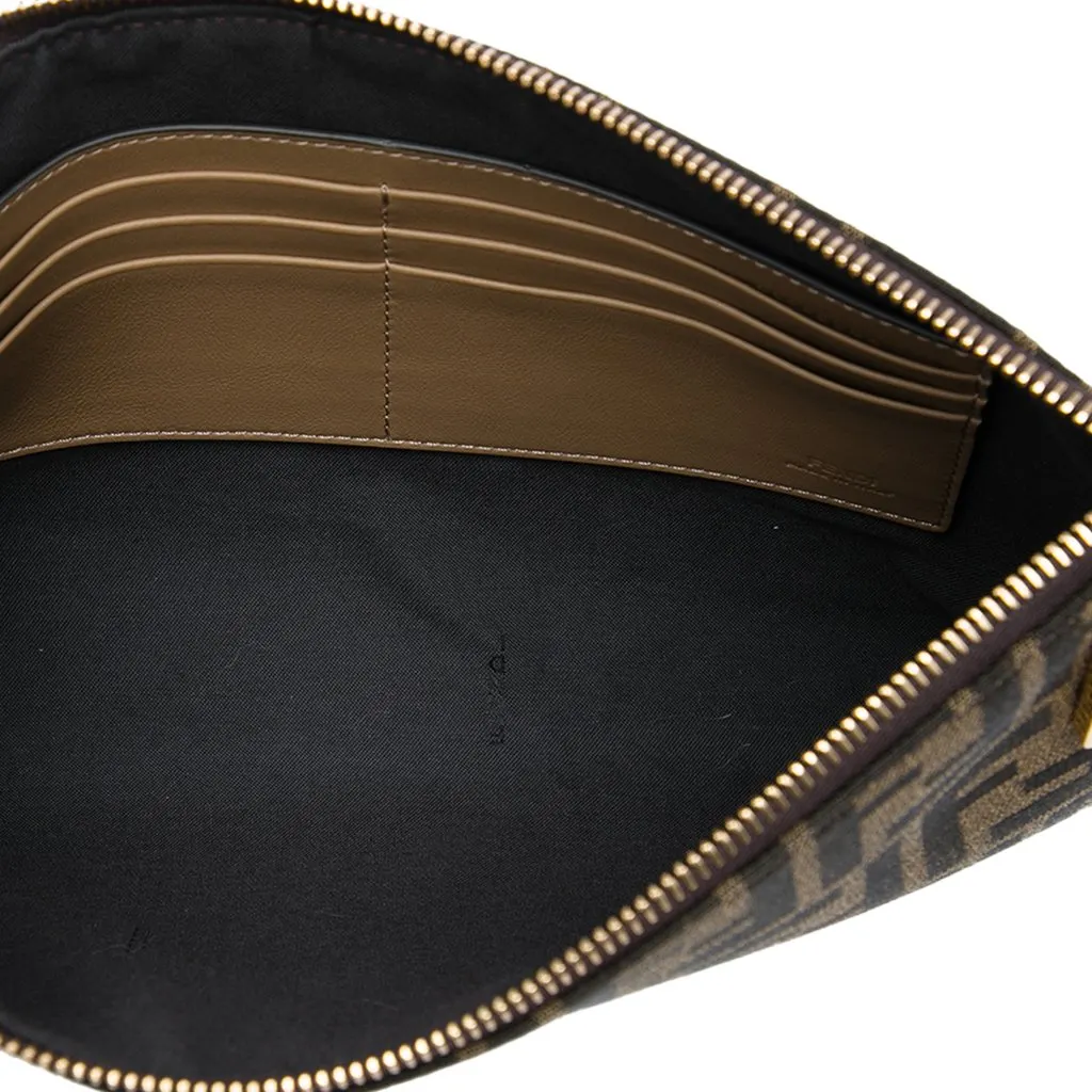 Fendi Medium FF Jacquard Flat Baguette Pouch Brown Jacquard Very good - Model View