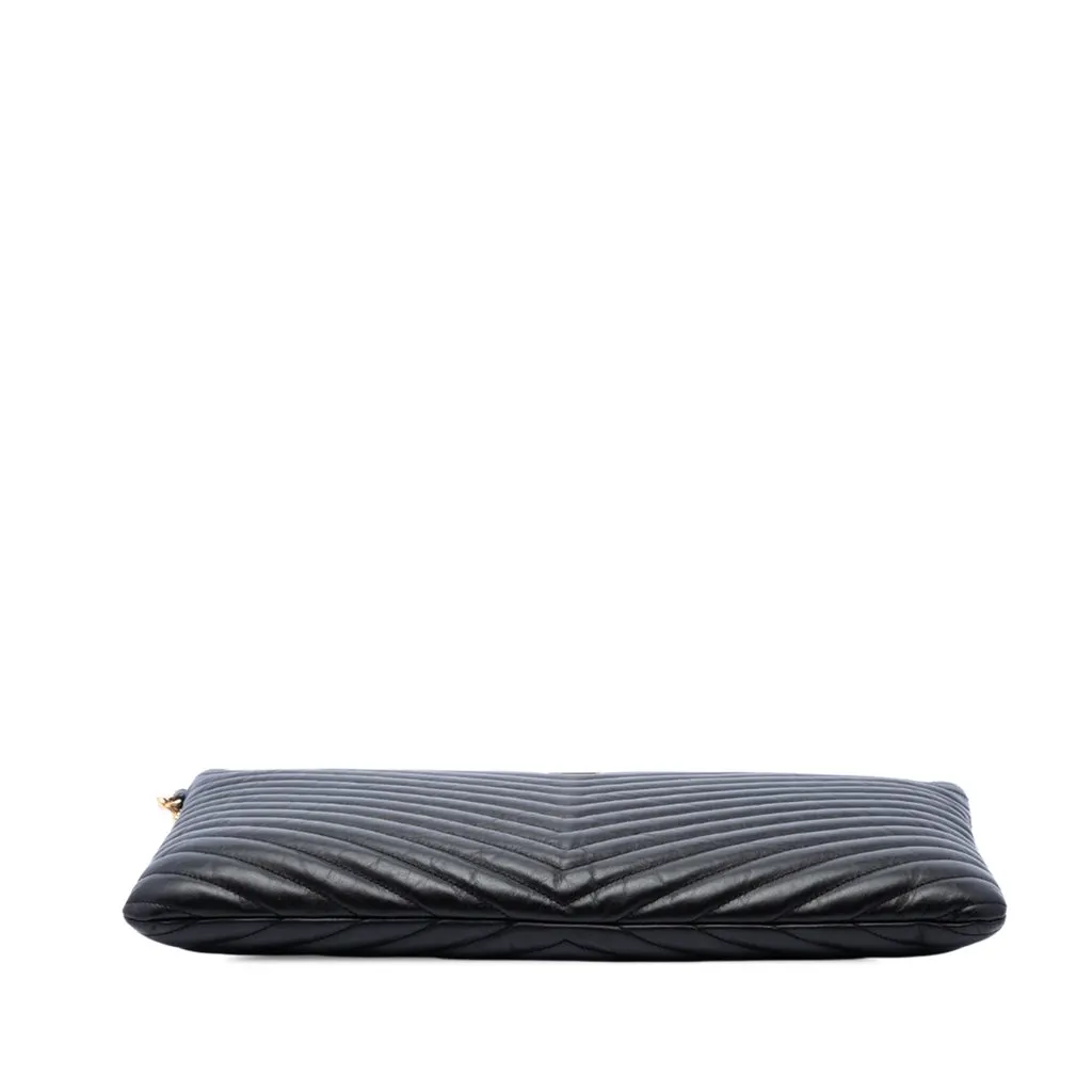 Saint Laurent Chevron Calfskin Cassandre Document Holder Black Leather Very good - Inside View