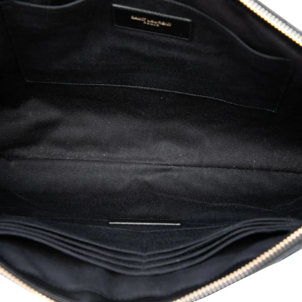 Saint Laurent Chevron Calfskin Cassandre Document Holder Black Leather Very good - Model View