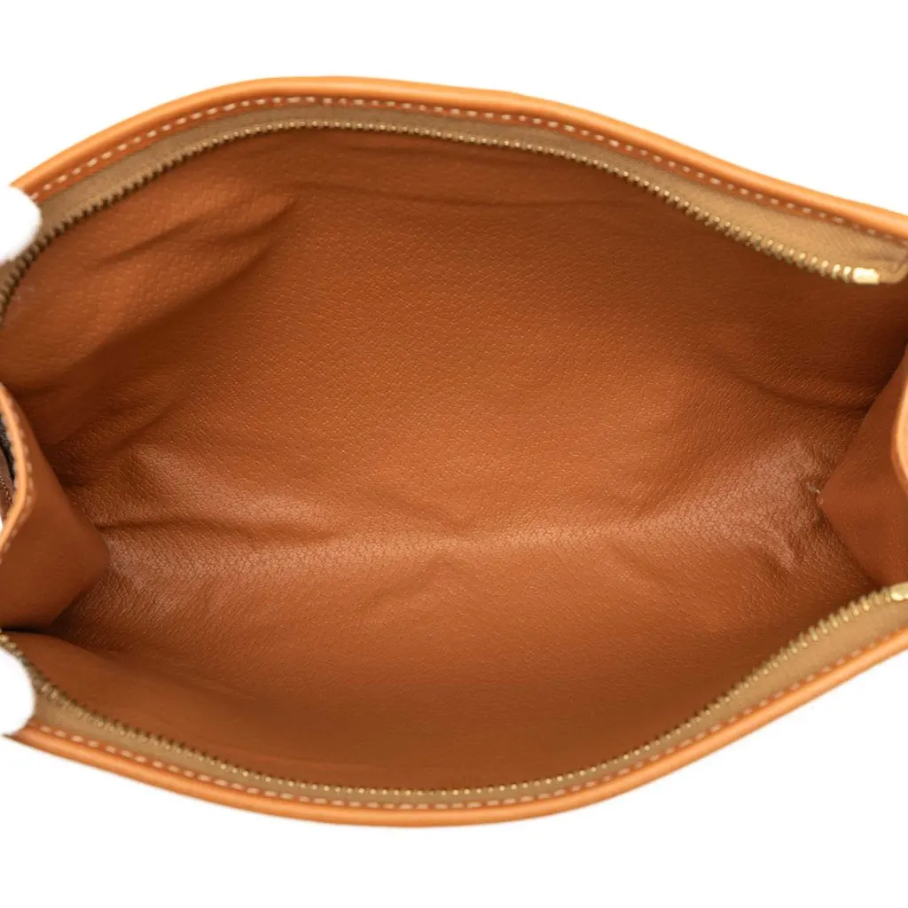 Celine Macadam Coated Canvas Clutch Brown Canvas Good - Model View