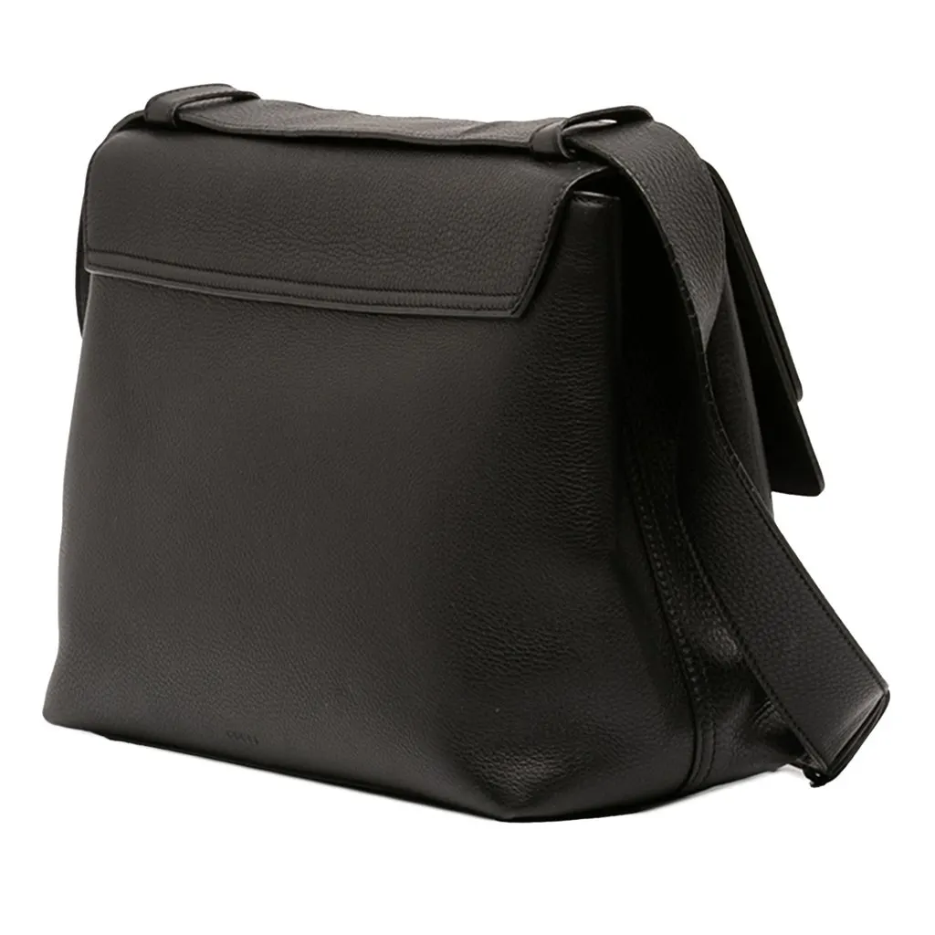 Gucci Large GG Marmont Pebbled Calfskin Flap Shoulder Bag Black Leather Very good - Back View