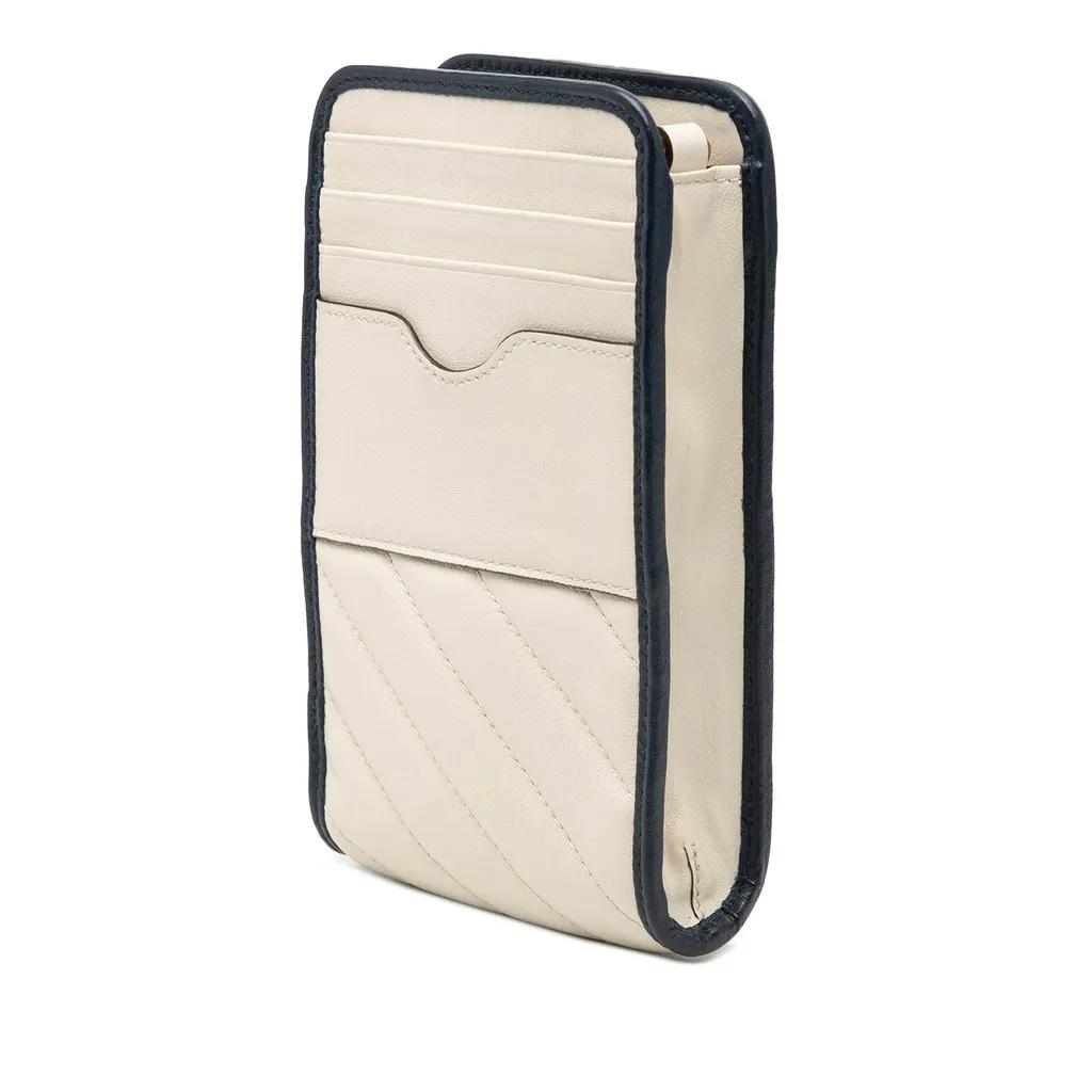 Gucci GG Marmont Matelasse Diagonal Calfskin Torchon Phone Holder Crossbody White Leather Very good - Back View
