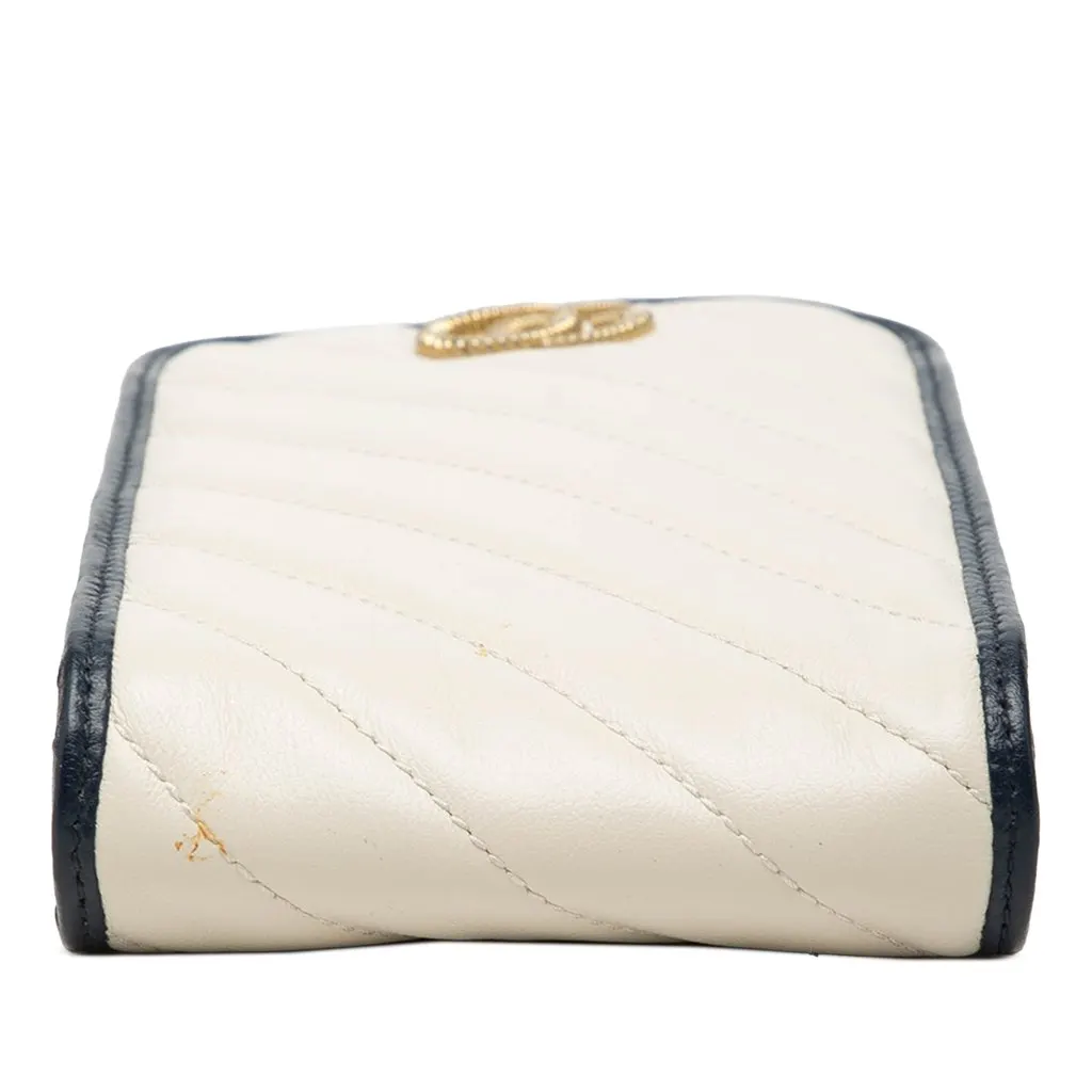 Gucci GG Marmont Matelasse Diagonal Calfskin Torchon Phone Holder Crossbody White Leather Very good - Inside View