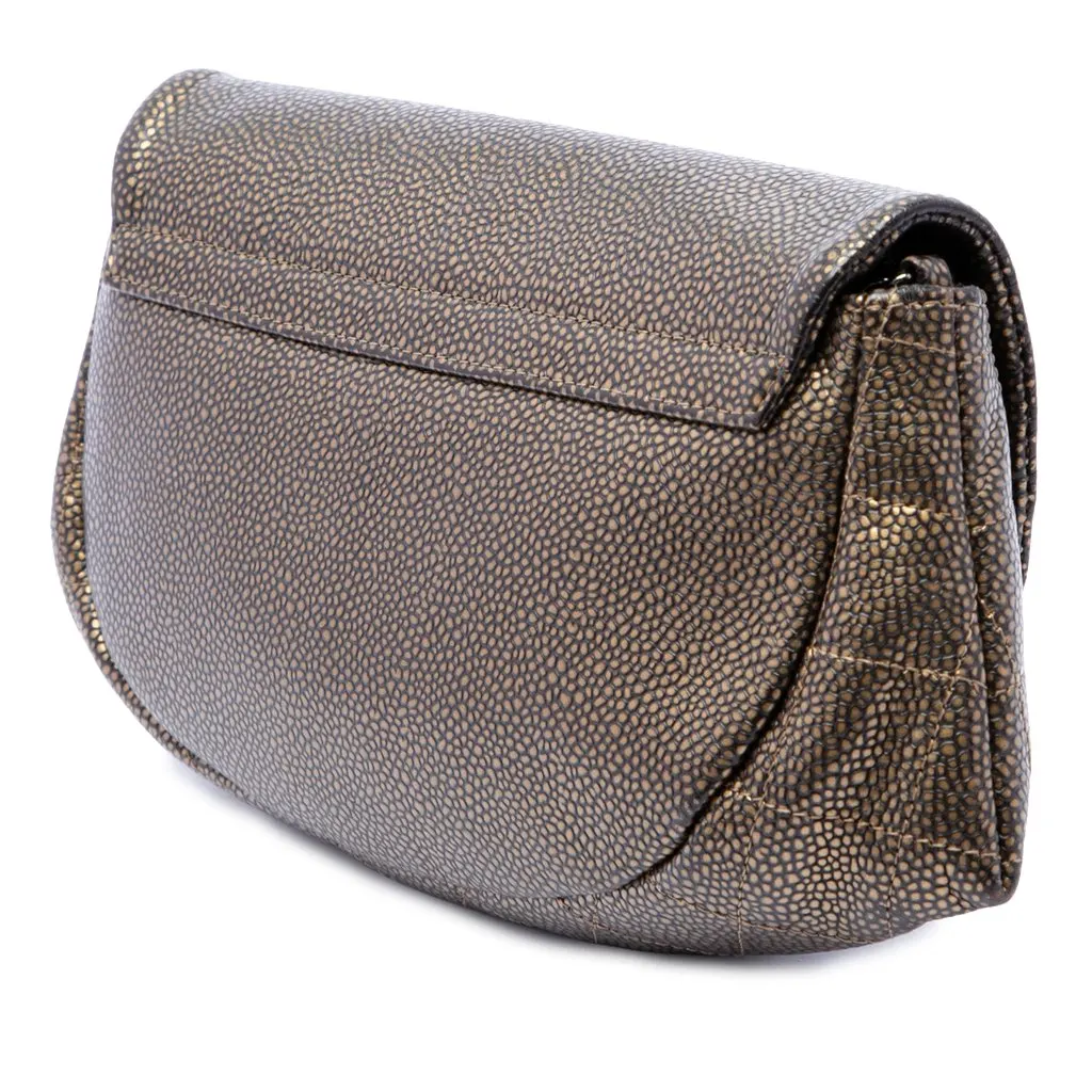 Chanel CC Metallic Caviar Half Moon Wallet on Chain Gold Leather Very good - Back View