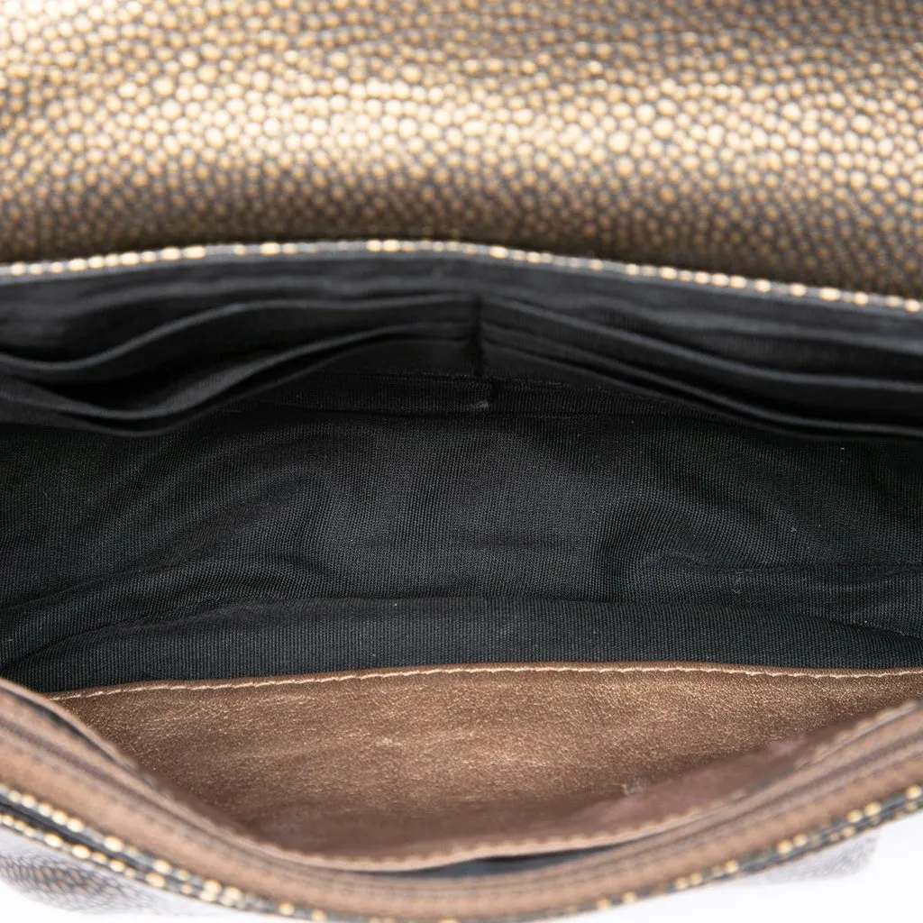 Chanel CC Metallic Caviar Half Moon Wallet on Chain Gold Leather Very good - Model View