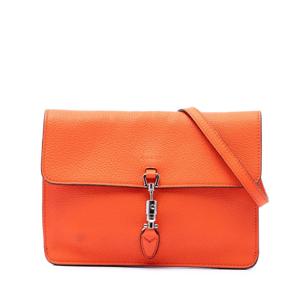 Gucci Calfskin Soft Jackie Convertible Crossbody Orange Leather Very good - Front View