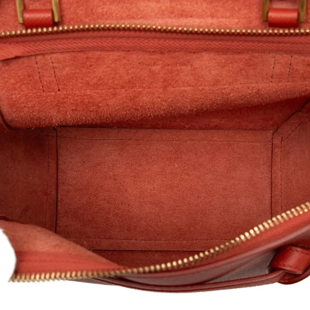 Celine Nano Grained Calfskin Belt Bag Red Leather Very good - Model View