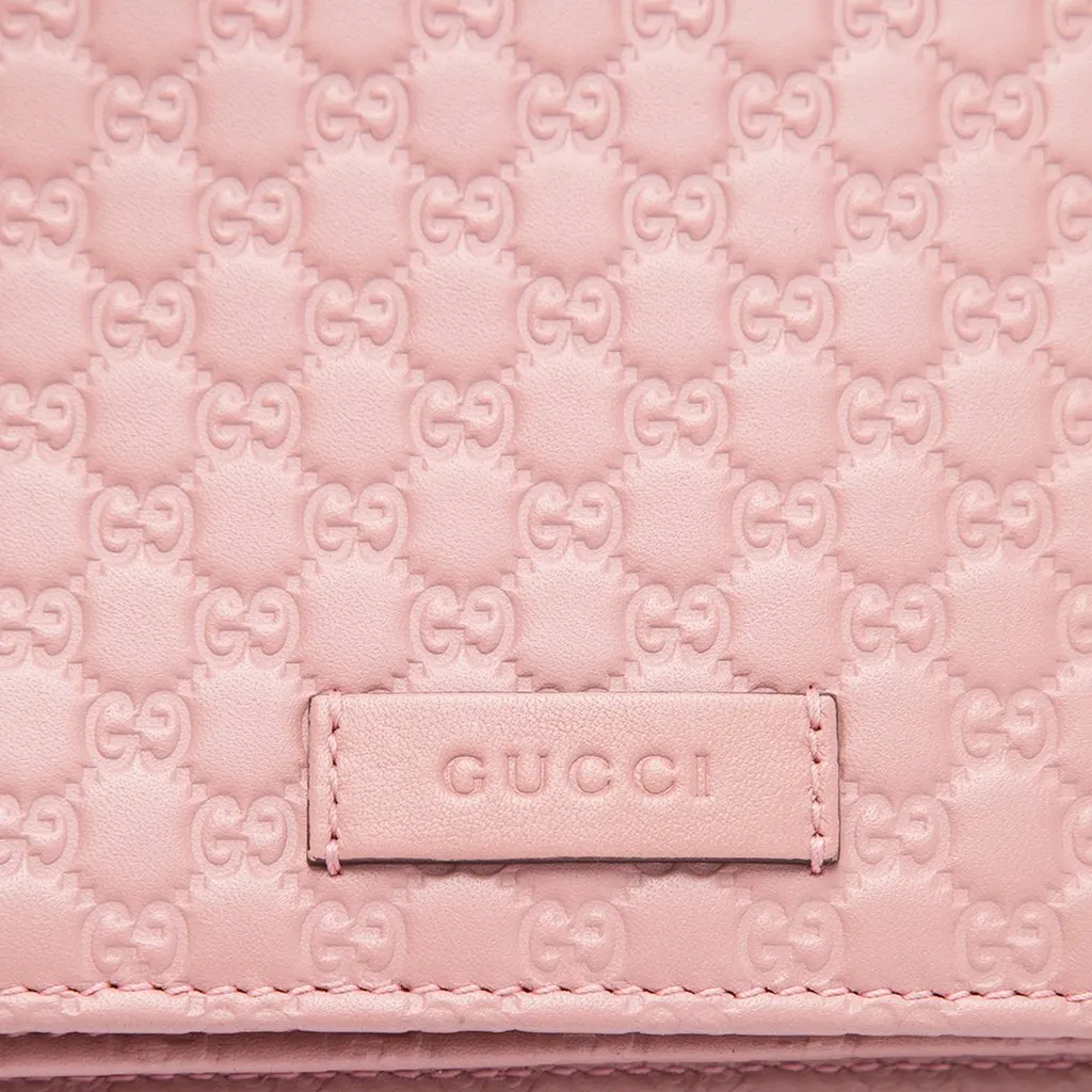 Gucci Microguccissima Wallet on Strap Pink Leather Very good - Box View
