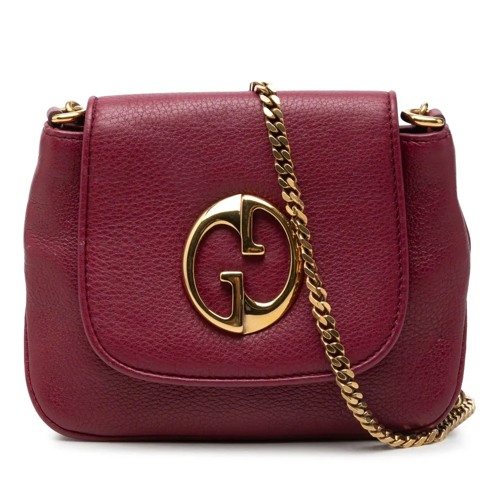 Gucci Small Calfskin 1973 Chain Crossbody Red Leather Very good - Front View