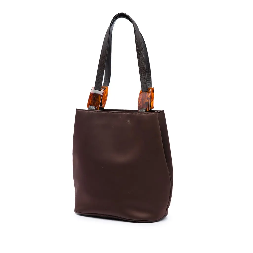 Saint Laurent Nylon Tortoiseshell Tote Brown Very good - Back View