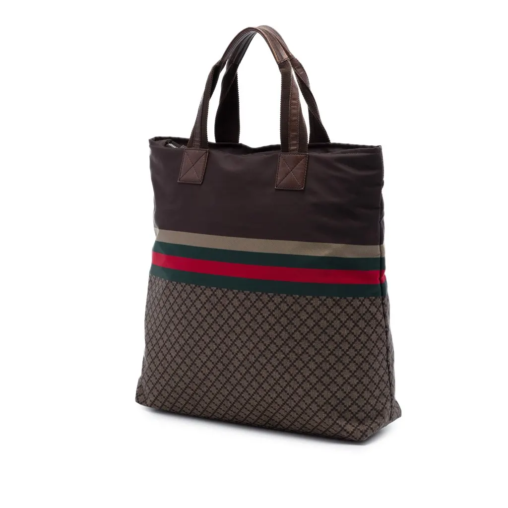 Gucci Diamante Nylon Web Tote Brown Very good - Back View
