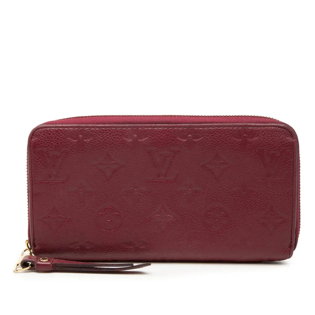Louis Vuitton Monogram Empreinte Zippy Long Wallet Red Leather Good - Front View