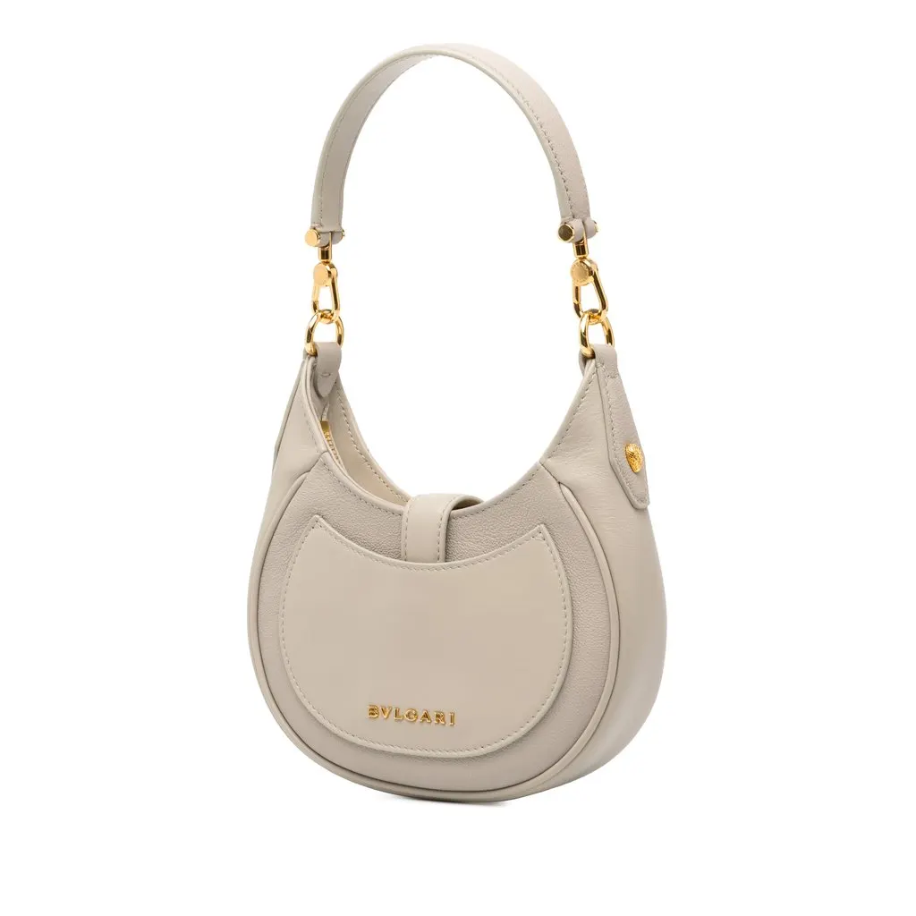 Bvlgari Small Leather Serpenti Ellipse Satchel Grey Leather Very good - Back View