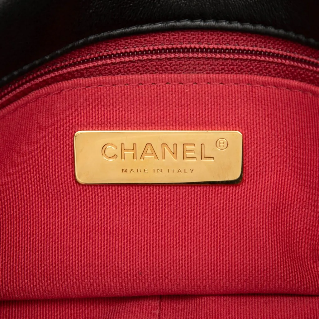 Chanel Medium Lambskin 19 Flap Black Leather Good - Box View