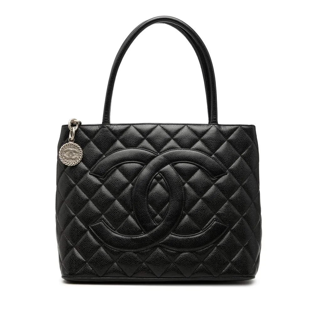 Chanel Caviar Medallion Tote Black Leather Very good - Front View
