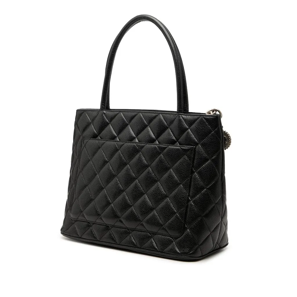 Chanel Caviar Medallion Tote Black Leather Very good - Back View
