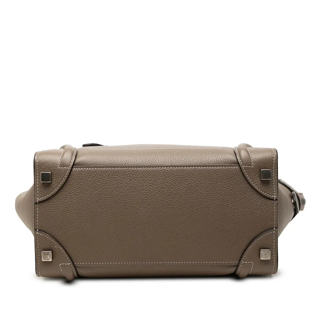 Celine Micro Drummed Calfskin Luggage Tote Brown Leather Very good - Inside View