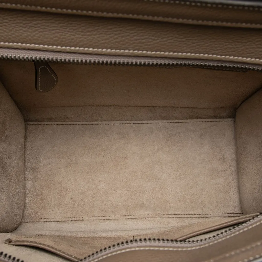 Celine Micro Drummed Calfskin Luggage Tote Brown Leather Very good - Model View