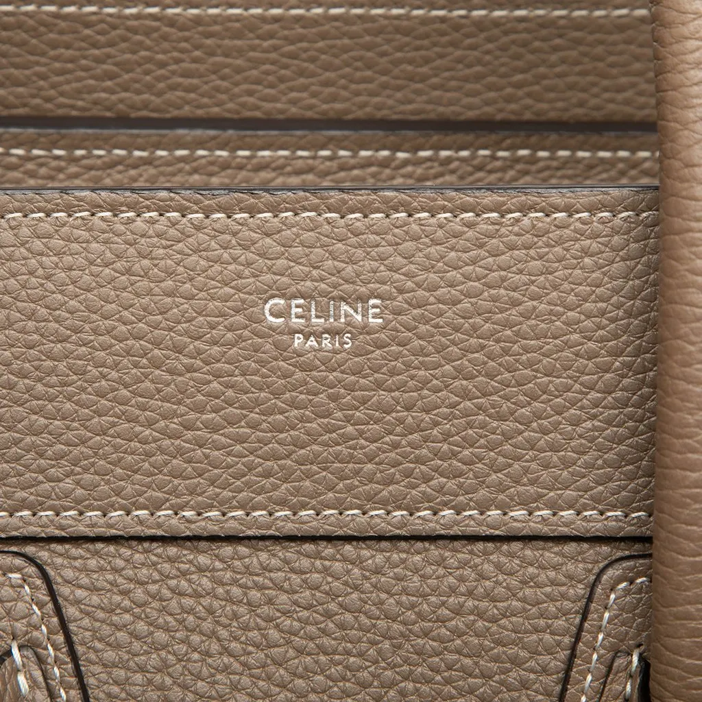 Celine Micro Drummed Calfskin Luggage Tote Brown Leather Very good - Box View