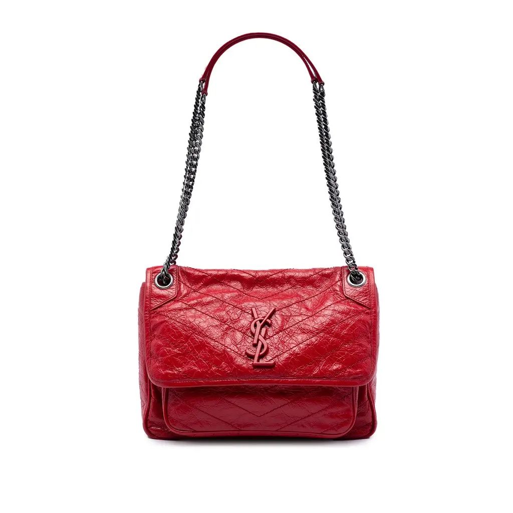 Saint Laurent Medium Crinkled Calfskin Niki Red Leather Very good - Front View