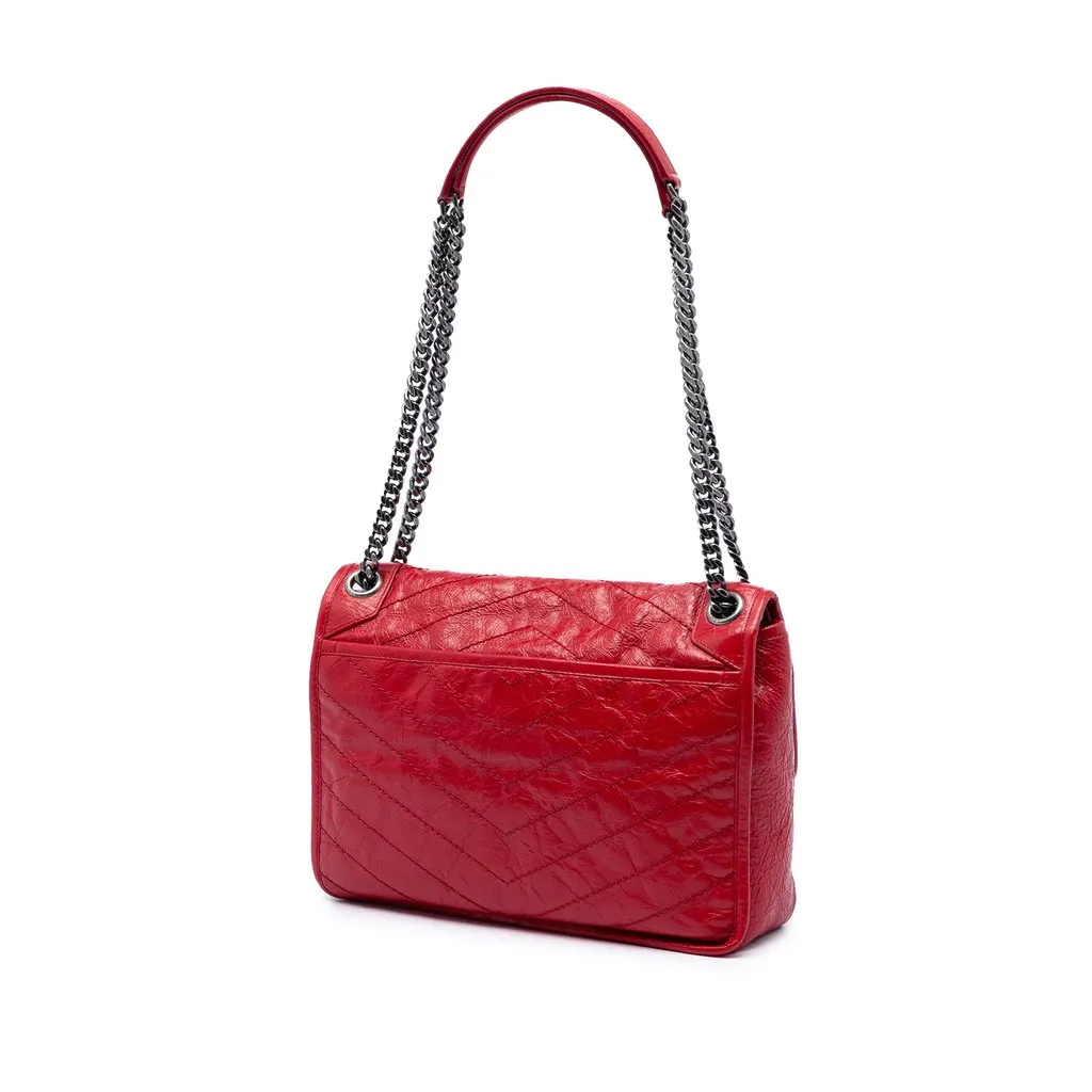 Saint Laurent Medium Crinkled Calfskin Niki Red Leather Very good - Back View