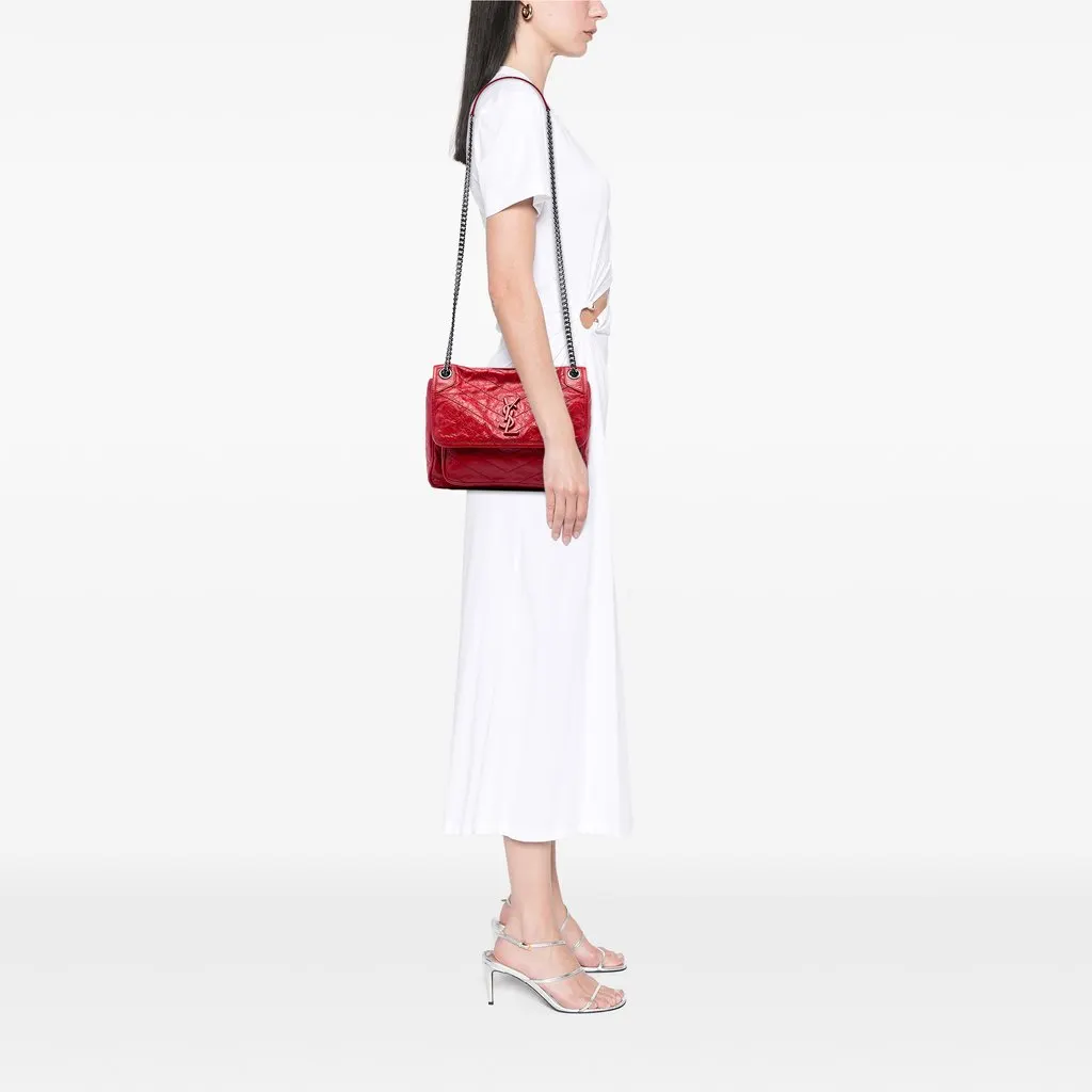 Saint Laurent Medium Crinkled Calfskin Niki Red Leather Very good - Box View