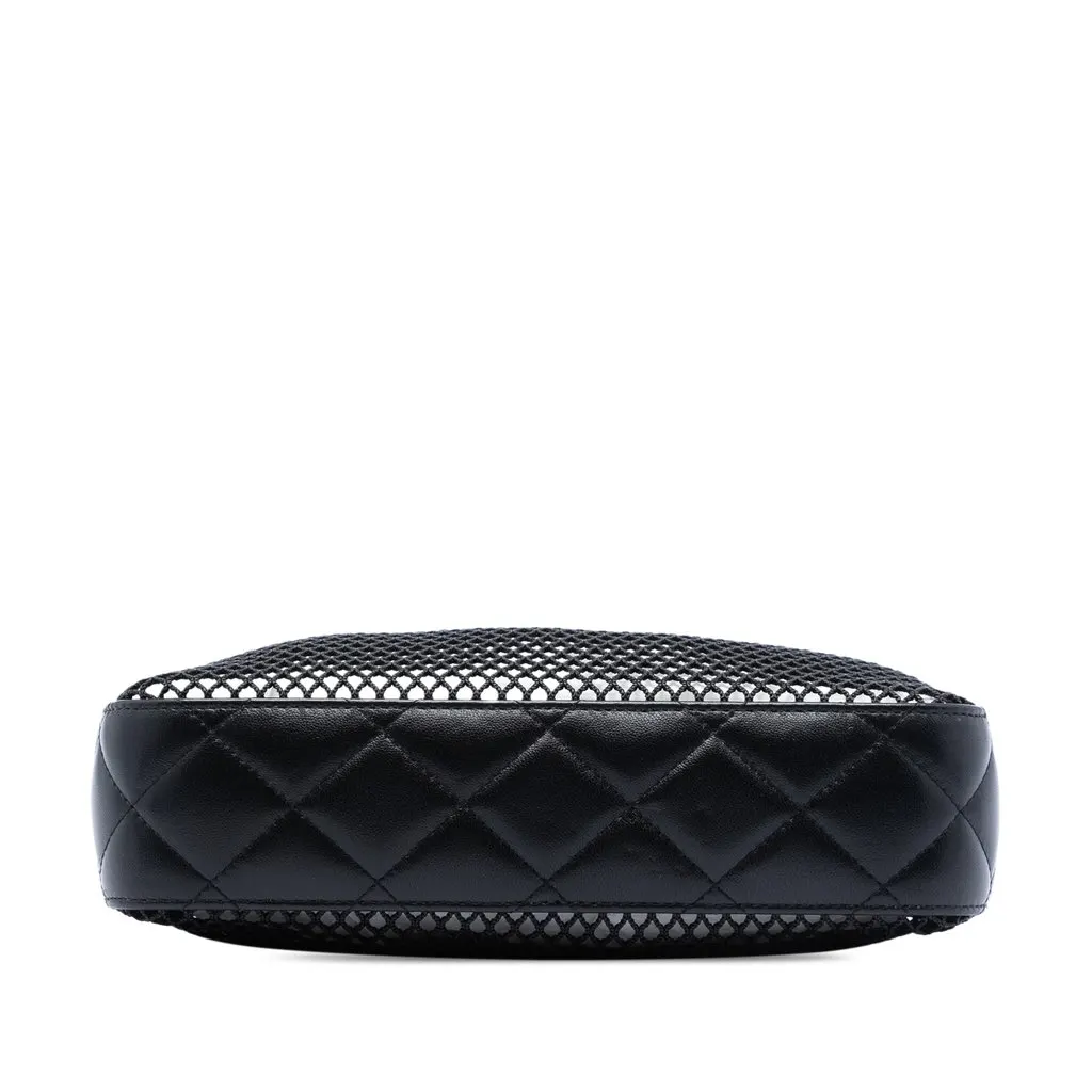 Chanel CC Mesh and Shiny Lambskin Clutch with Chain Black Very good - Inside View