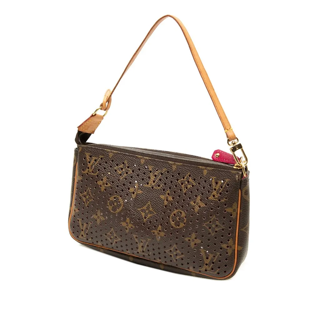 Louis Vuitton Monogram Perforated Pochette Accessoires Brown Canvas Good - Back View