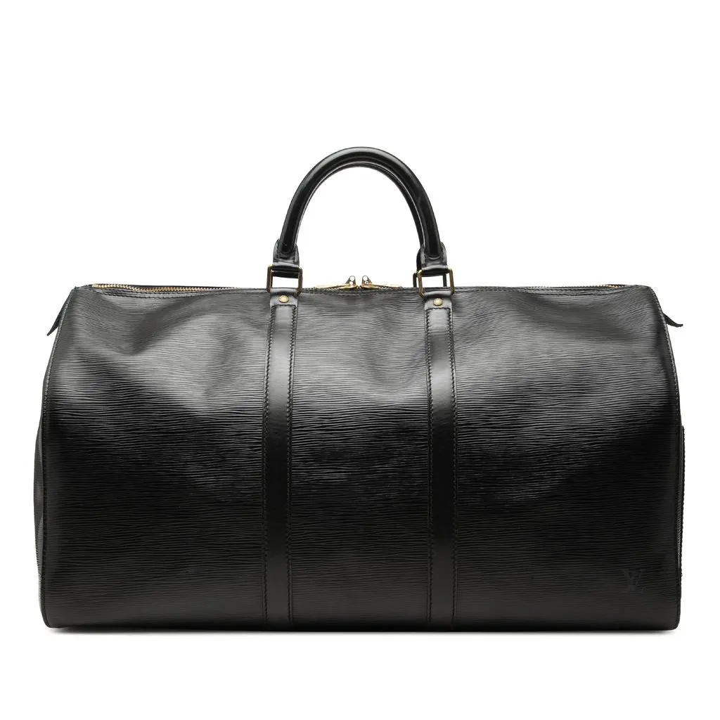 Louis Vuitton Epi Keepall 50 Black Leather Good - Front View