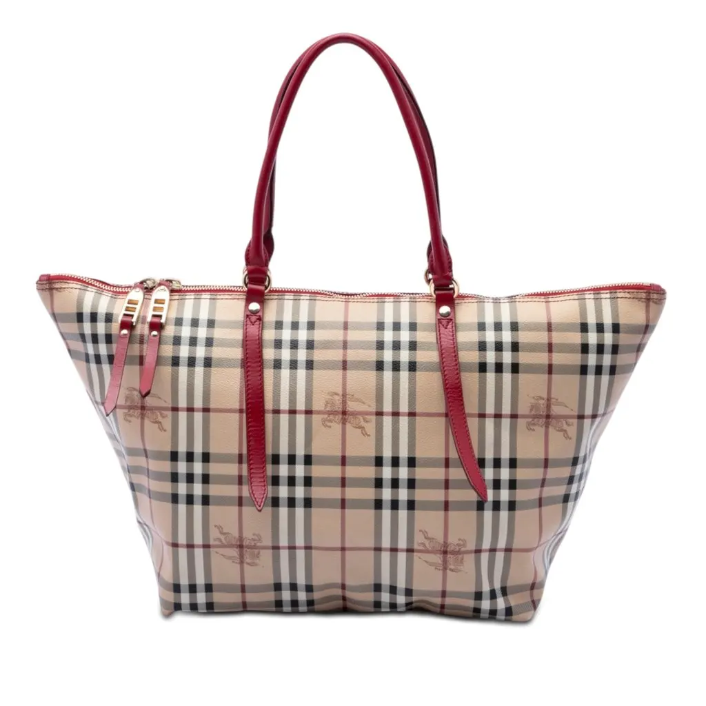 Burberry Medium Haymarket Check Coated Canvas Salisbury Tote Beige Very good - Front View