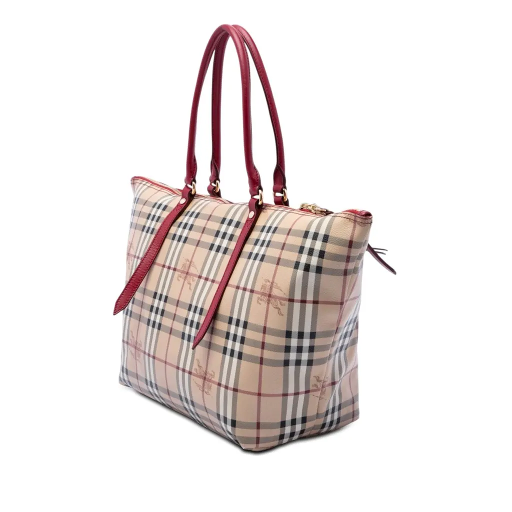 Burberry Medium Haymarket Check Coated Canvas Salisbury Tote Beige Very good - Back View