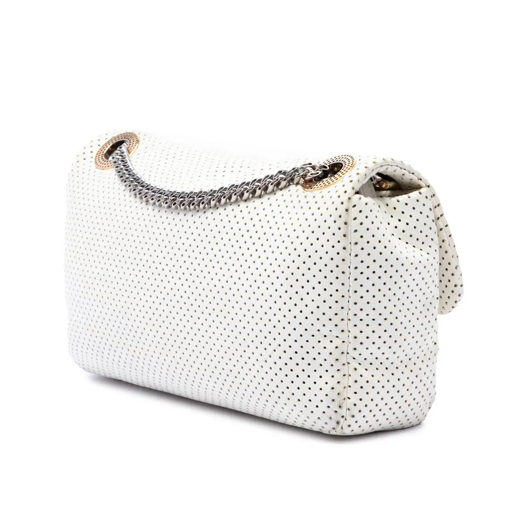 Chanel Small Perforated Calfskin Reissue 2.55 Drill Flap White Leather Very good - Back View