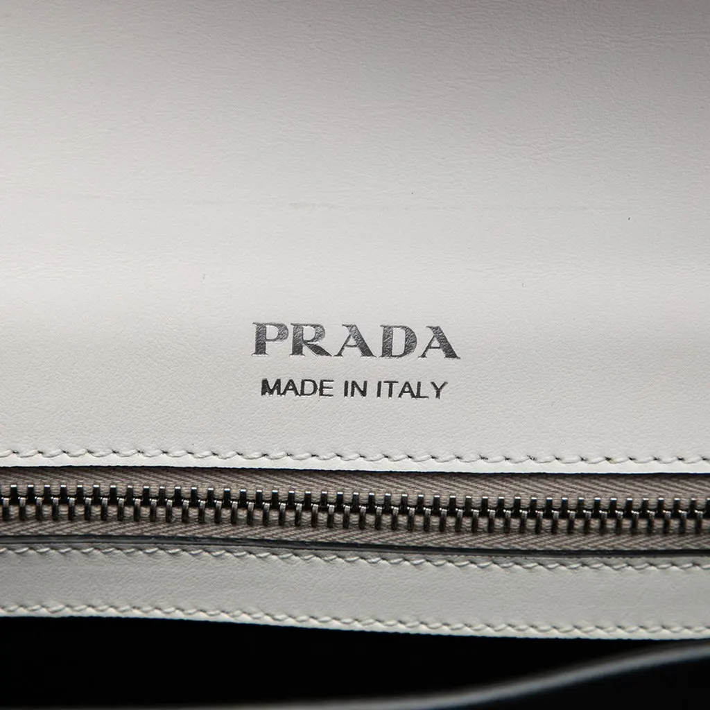 Prada City Calf and Saffiano Studded Elektra Satchel White Leather Very good - Box View