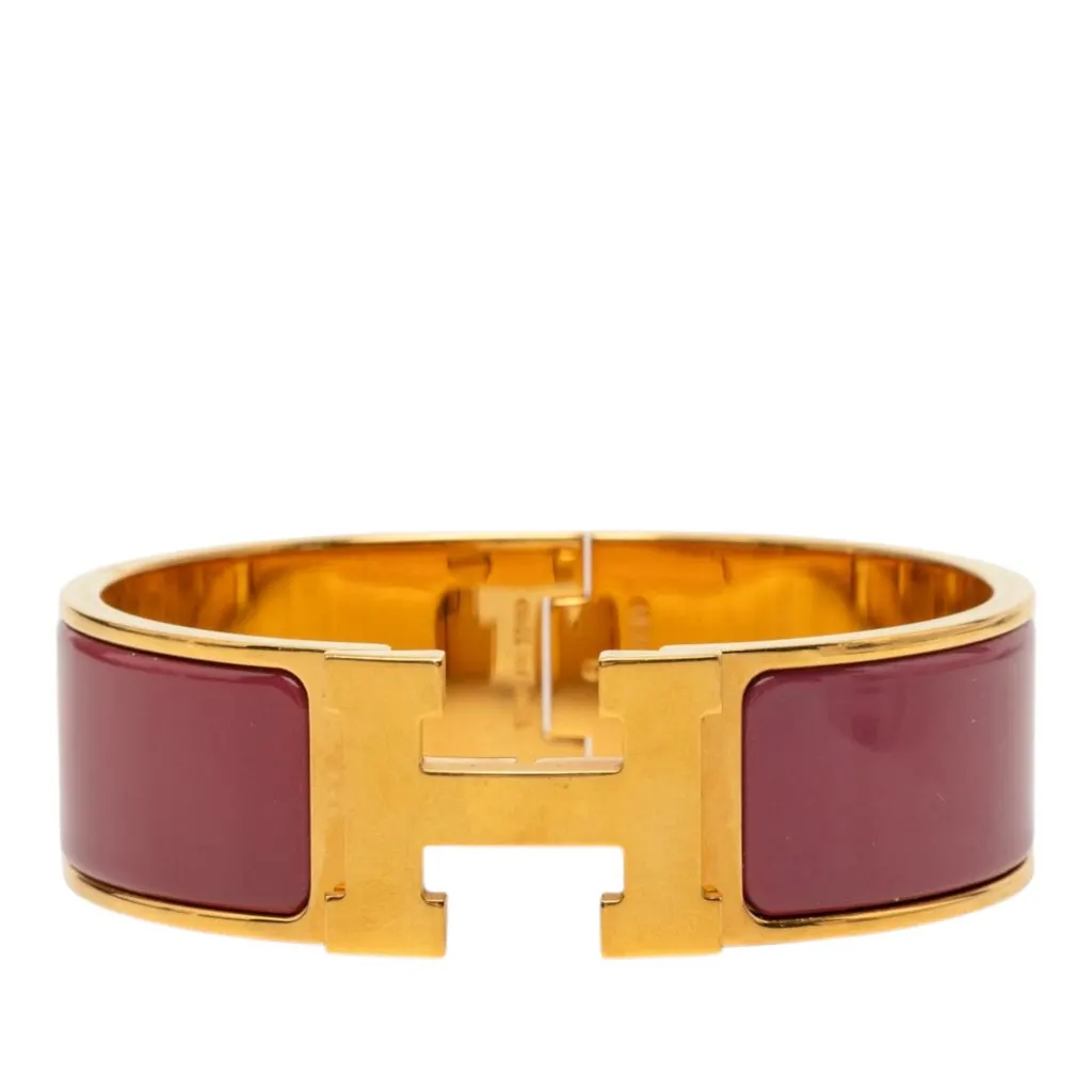 Hermès Wide Enamel Clic Clac H Bracelet PM Red Very good - Front View