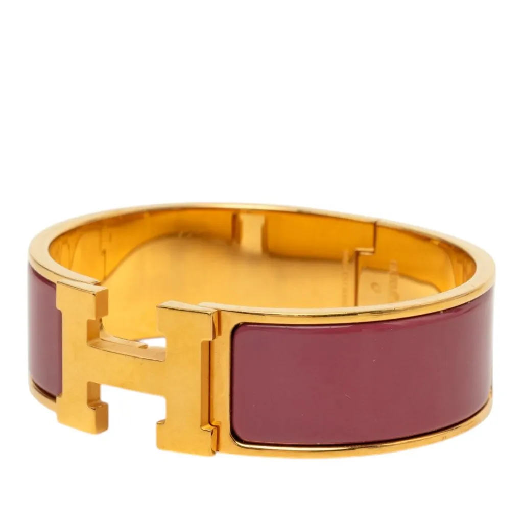 Hermès Wide Enamel Clic Clac H Bracelet PM Red Very good - Back View