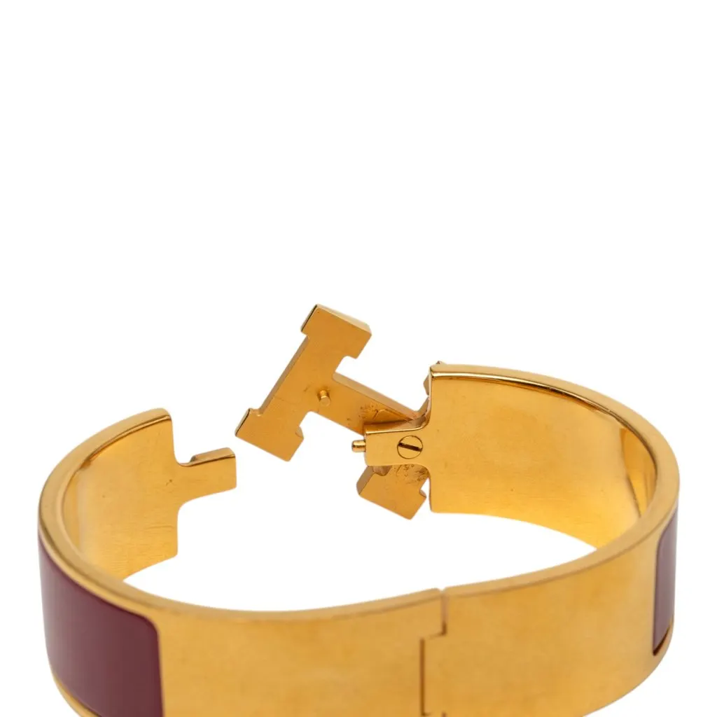 Hermès Wide Enamel Clic Clac H Bracelet PM Red Very good - Box View