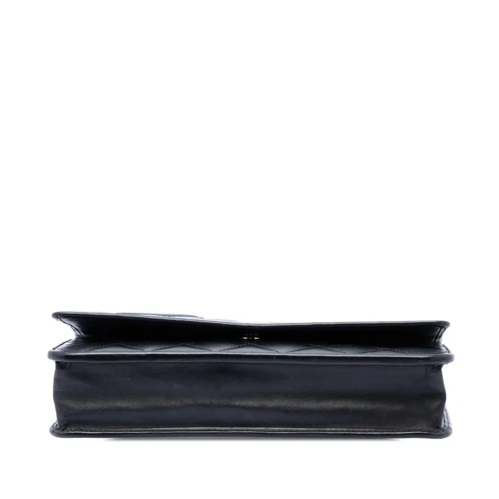 Chanel Quilted Lambskin Cambon Ligne Wallet On Chain Black Leather Very good - Inside View