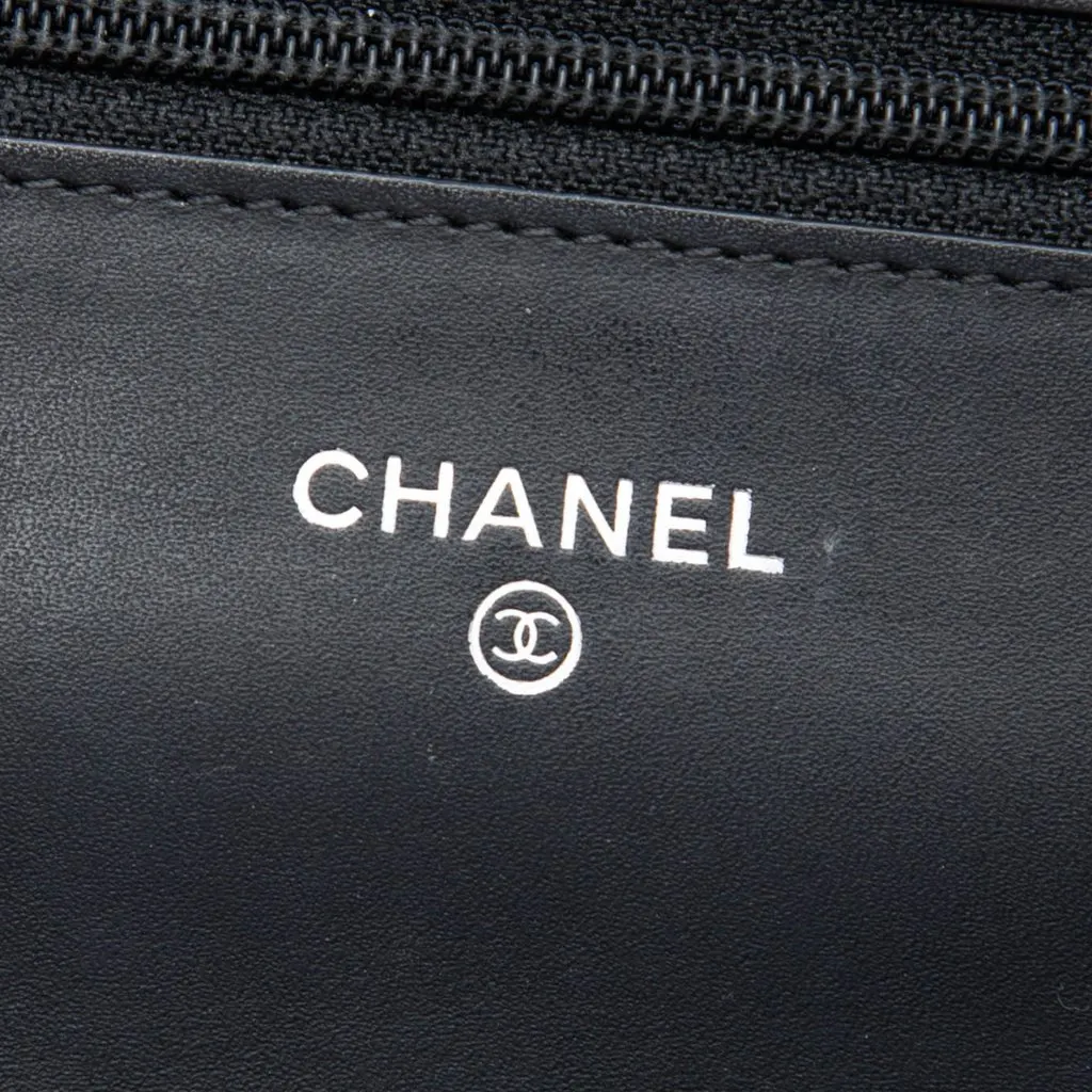 Chanel Quilted Lambskin Cambon Ligne Wallet On Chain Black Leather Very good - Box View