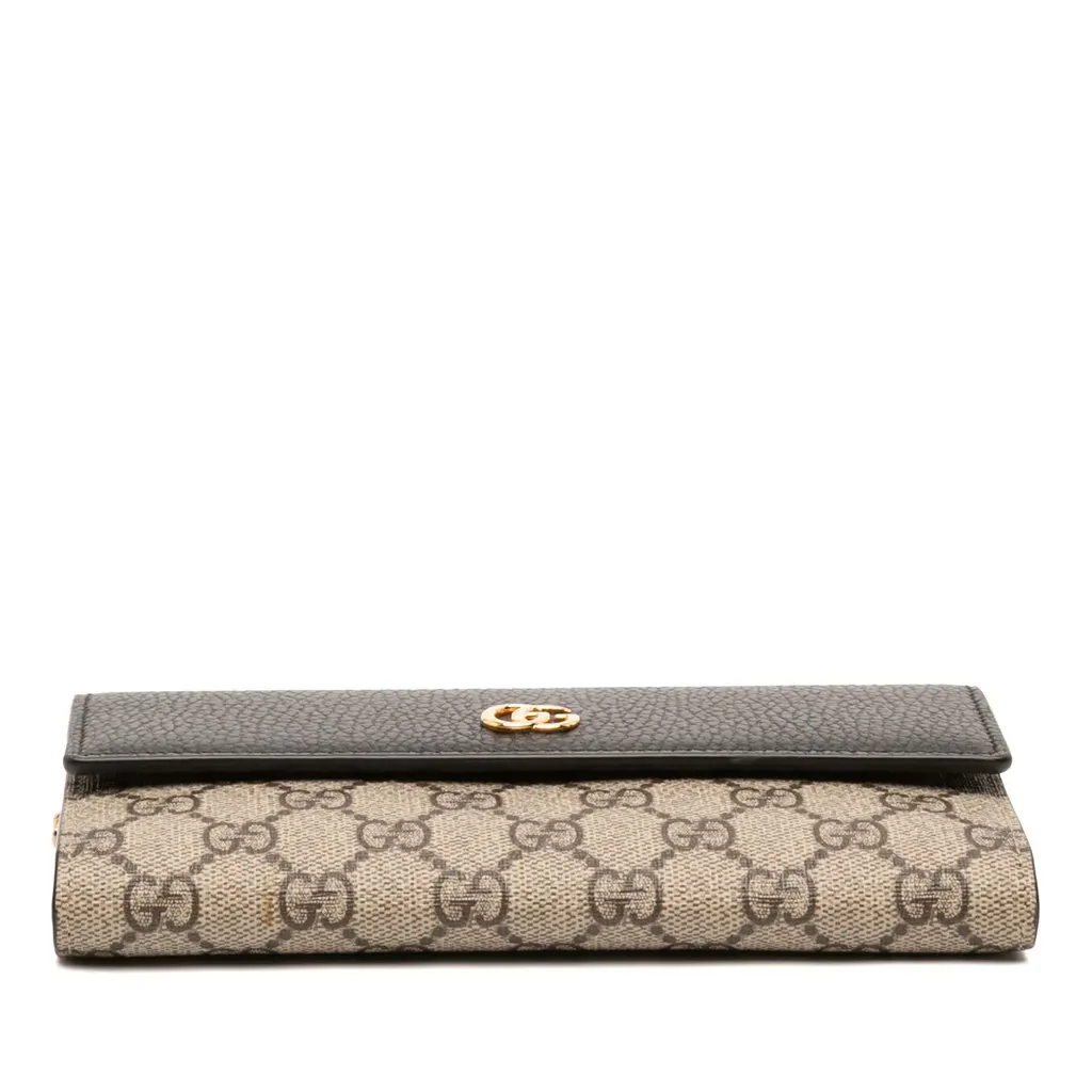 Gucci Bicolor GG Marmont Calfskin and GG Supreme Wallet on Chain Beige Canvas Very good - Inside View