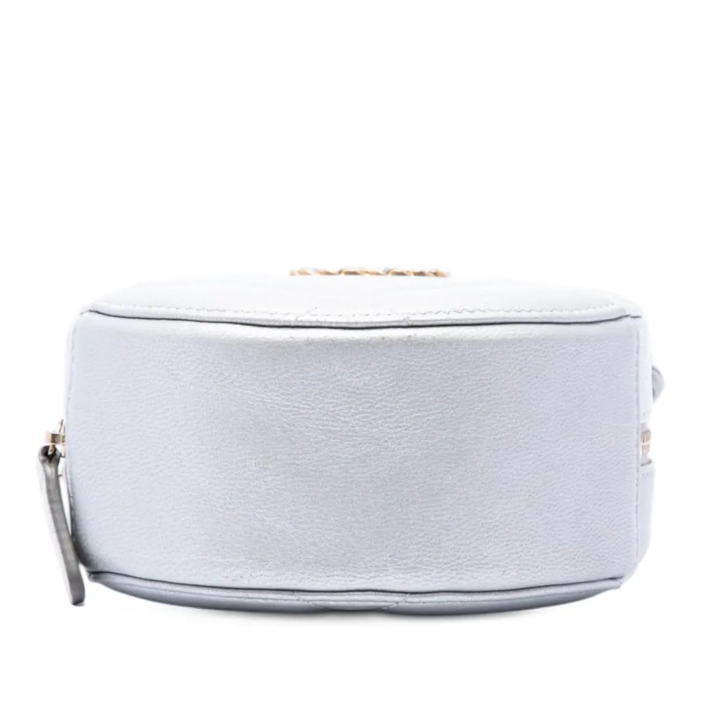 Chanel Metallic Lambskin 19 Round Clutch with Chain Silver Leather Very good - Inside View