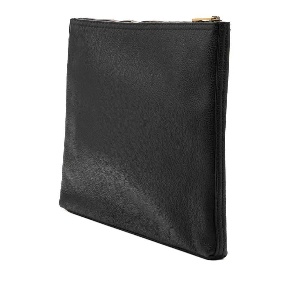 Gucci Medium Calfskin Logo Portfolio Clutch Black Leather Very good - Back View
