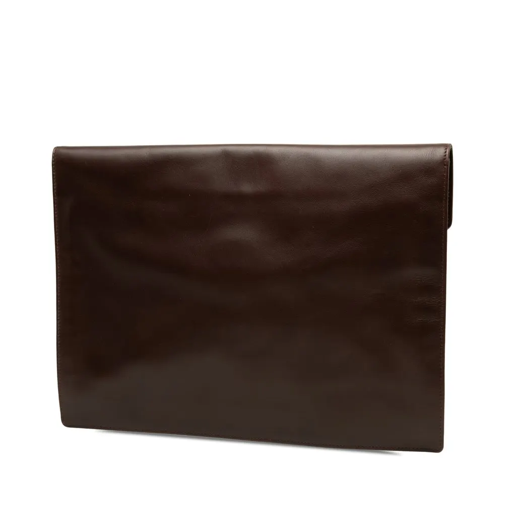 Chanel CC Smooth Calfskin Envelope Clutch Brown Leather Very good - Back View
