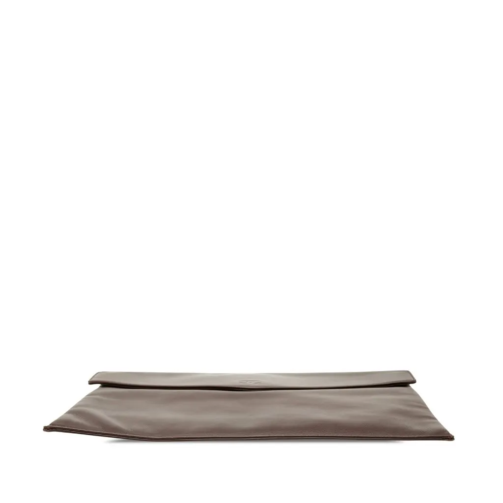 Chanel CC Smooth Calfskin Envelope Clutch Brown Leather Very good - Inside View
